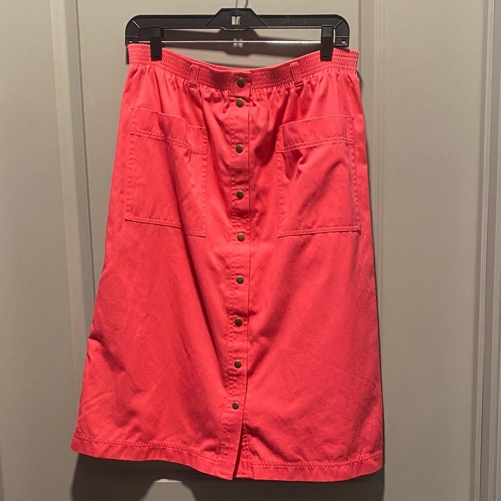 Eddie Bauer Pink A Line Skirt M Button Front